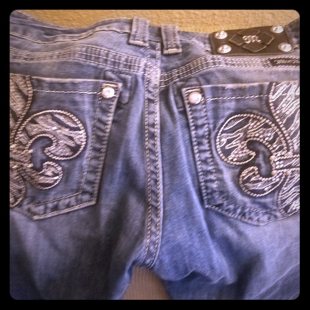 Miss Me jeans 29 fleur de lis lace black